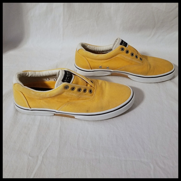 yellow sperry sneakers